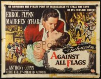 9z289 AGAINST ALL FLAGS style A 1/2sh 1952 art of pirate Errol Flynn w/swashbuckling O'Hara!
