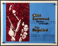 9z305 BEGUILED 1/2sh 1971 cool psychedelic art of Clint Eastwood & Geraldine Page, Don Siegel