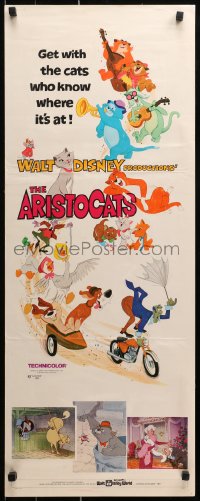 9z011 ARISTOCATS insert 1971 Walt Disney feline jazz musical cartoon, great colorful image!