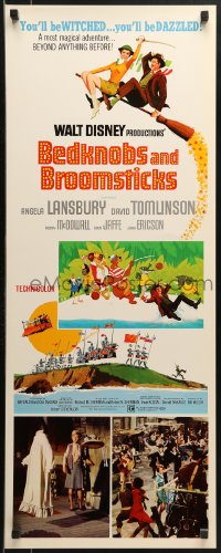 9z018 BEDKNOBS & BROOMSTICKS insert 1971 Walt Disney, Angela Lansbury, great cartoon art!