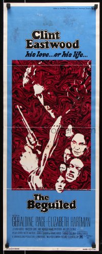9z019 BEGUILED insert 1971 cool psychedelic art of Clint Eastwood & Geraldine Page, Don Siegel