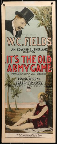 9z127 IT'S THE OLD ARMY GAME insert 1926 W.C. Fields, Louise Brooks billed & not shown, ultra-rare!