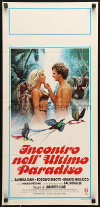 9z866 ADVENTURES IN LOST PARADISE Italian locandina 1982 Umberto Lenzi, art of near-naked jungle lovers!