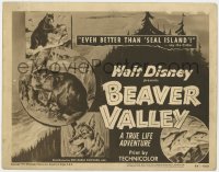 1a009 BEAVER VALLEY TC 1950 Walt Disney's True Life outstanding short feature, cool animal art!