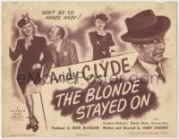1a013 BLONDE STAYED ON TC 1946 great images of wacky Andy Clyde, sexy Christine McIntyre, rare!