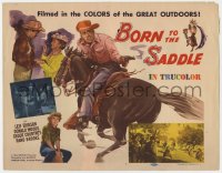 1a016 BORN TO THE SADDLE TC 1953 cool cowboy art, he rides like crazy and shoots like blazes!