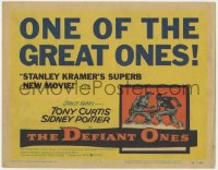 1a029 DEFIANT ONES TC 1958 escaped cons Tony Curtis & Sidney Poitier chained together fighting!