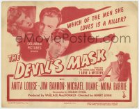 1a032 DEVIL'S MASK TC 1946 images of Anita Louise, Jim Bannon, from I Love a Mystery radio show!