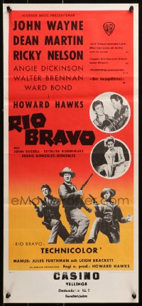 1b025 RIO BRAVO Swedish stolpe 1959 John Wayne, Ricky Nelson, Dean Martin, Walter Brennan, Hawks!