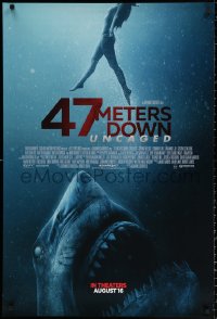 1c466 47 METERS DOWN: UNCAGED advance DS 1sh 2019 wild image of huge shark and sexy swimmer!
