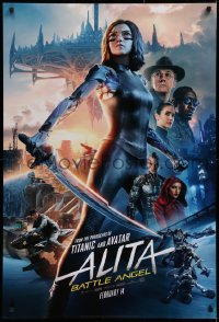 1c477 ALITA: BATTLE ANGEL style C teaser DS 1sh 2019 image of the CGI character with sword & cast!