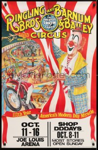 1c002 RINGLING BROS & BARNUM & BAILEY CIRCUS 23x36 circus poster 1982 Joe Louis Arena in Detroit!