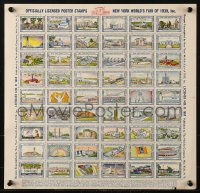 1c001 1939 NEW YORK WORLD'S FAIR uncut stamp sheet 1939 Railroads on Parade, great train art!