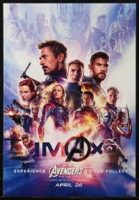 1c184 AVENGERS: ENDGAME IMAX mini poster 2019 Marvel Comics, cool montage with Hemsworth & top cast!