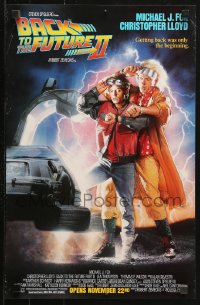 1c185 BACK TO THE FUTURE II mini poster 1989 art of Michael J. Fox & Christopher Lloyd by Drew Struzan!