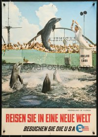 1c070 BESUCHEN SIE DIE USA 20x29 travel poster 1960s Visit Marineland, image of leaping dolphin!