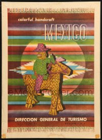 1c079 MEXICO 12x16 Mexican travel poster 1950s cool artwork of colorful handcraft goods!