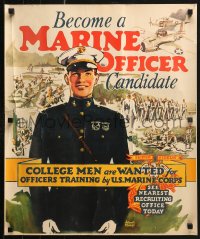 1c056 BECOME A MARINE OFFICER CANDIDATE 20x24 WWII war poster 1940s Arthur Edrop art of Marines!