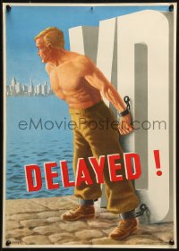 1c057 DELAYED VD 16x22 Australian WWII war poster 1946 art of man chained to venereal disease!