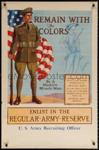 1c064 REMAIN WITH THE COLORS 25x38 special poster 1938 enlist in the Regular Army Reserve, Woodburn!