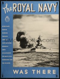 1c065 ROYAL NAVY WAS THERE 18x24 WWII war poster 1940s British war ship firing it's guns!