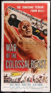 1d015 WAR OF THE COLOSSAL BEAST linen 3sh 1958 Albert Kallis art of the towering terror from Hell!