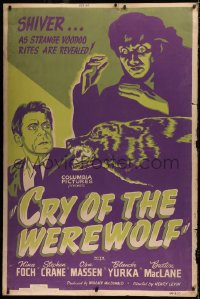 1d003 CRY OF THE WEREWOLF 40x60 1944 gypsy Nina Foch as the monster of New Orleans, ultra rare!