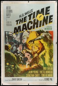 1d008 TIME MACHINE linen style Z 40x60 1960 H.G. Wells, George Pal, great Reynold Brown art, rare!