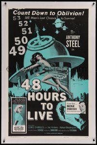 1d050 48 HOURS TO LIVE linen 1sh 1960 art of near-naked girl running from world's top scientist!