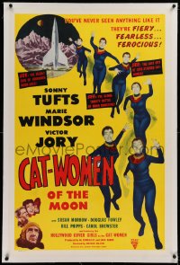 1d060 CAT-WOMEN OF THE MOON linen 1sh 1953 campy cult classic, they're fiery, fearless & ferocious!