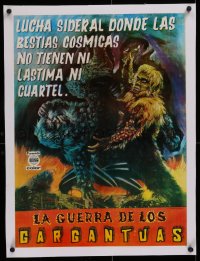1d023 WAR OF THE GARGANTUAS linen Colombian poster 1966 Furankenshutain no kaiju: Sanda tai Gaira!