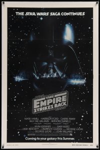 1d066 EMPIRE STRIKES BACK linen NSS style advance 1sh 1980 George Lucas classic, Vader in space!