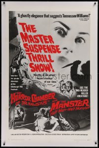 1d068 EYES WITHOUT A FACE/MANSTER linen 1sh 1962 horror double-bill, master suspense thrill show!