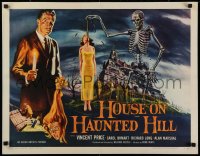 1d133 HOUSE ON HAUNTED HILL 1/2sh 1959 classic art of Vincent Price & skeleton with hanging girl!