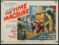 1d047 TIME MACHINE linen style A 1/2sh 1960 H.G. Wells, George Pal, Reynold Brown sci-fi artwork!