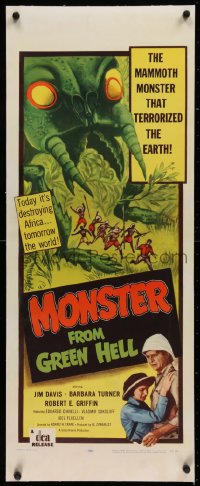 1d036 MONSTER FROM GREEN HELL linen insert 1957 art of the mammoth monster that terrorized Earth!