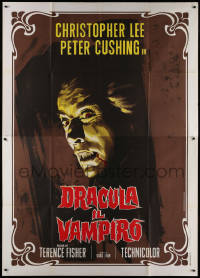 1d168 HORROR OF DRACULA Italian 2p R1970 Hammer, great Piovano art of vampire Christopher Lee!