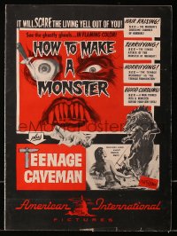 1d148 HOW TO MAKE A MONSTER/TEENAGE CAVEMAN pressbook 1958 includes cool color comic strip herald!