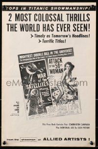 1d157 WAR OF THE SATELLITES/ATTACK OF THE 50 FT WOMAN pressbook 1958 two most colossal thrills!