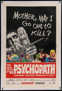 1d103 PSYCHOPATH linen 1sh 1966 Robert Bloch, Patrick Wymark, Mother, may I go out to kill?