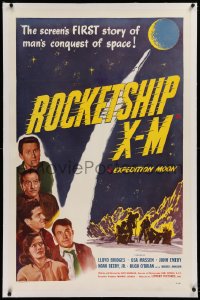 1d109 ROCKETSHIP X-M linen 1sh 1950 Lloyd Bridges, screen's FIRST story of man's conquest of space!
