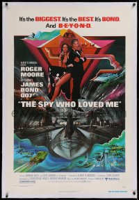 1d117 SPY WHO LOVED ME linen 1sh 1977 great art of Roger Moore as James Bond by Bob Peak!