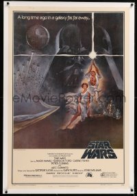 1d118 STAR WARS linen second printing 1sh 1977 George Lucas classic sci-fi epic, Tom Jung art!