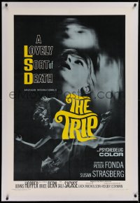 1d124 TRIP linen 1sh 1967 AIP, written by Jack Nicholson, LSD, wild sexy psychedelic drug image!