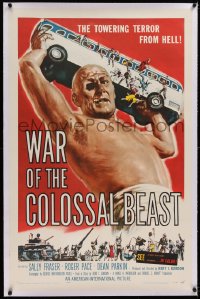 1d126 WAR OF THE COLOSSAL BEAST linen 1sh 1958 Albert Kallis art of the towering terror from Hell!