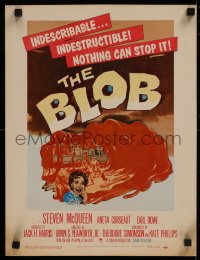 1d138 BLOB WC 1958 Steve McQueen, cool art of the indescribable & indestructible monster, rare!