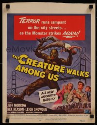 1d141 CREATURE WALKS AMONG US WC 1956 Reynold Brown art of monster attacking by Golden Gate Bridge!