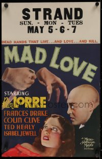 1d137 MAD LOVE WC 1935 Peter Lorre has transplanted dead hands that live, love & kill, Karl Freund