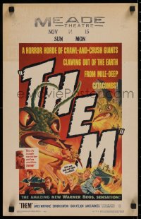 1d143 THEM WC 1954 classic sci-fi, art of horror horde of giant bugs terrorizing people!