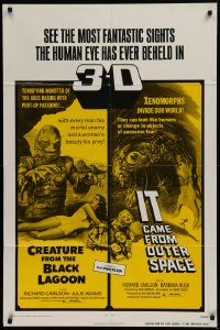 1f082 CREATURE FROM THE BLACK LAGOON/IT CAME FROM OUTER SPACE 1sh 1972 horror double-bill!